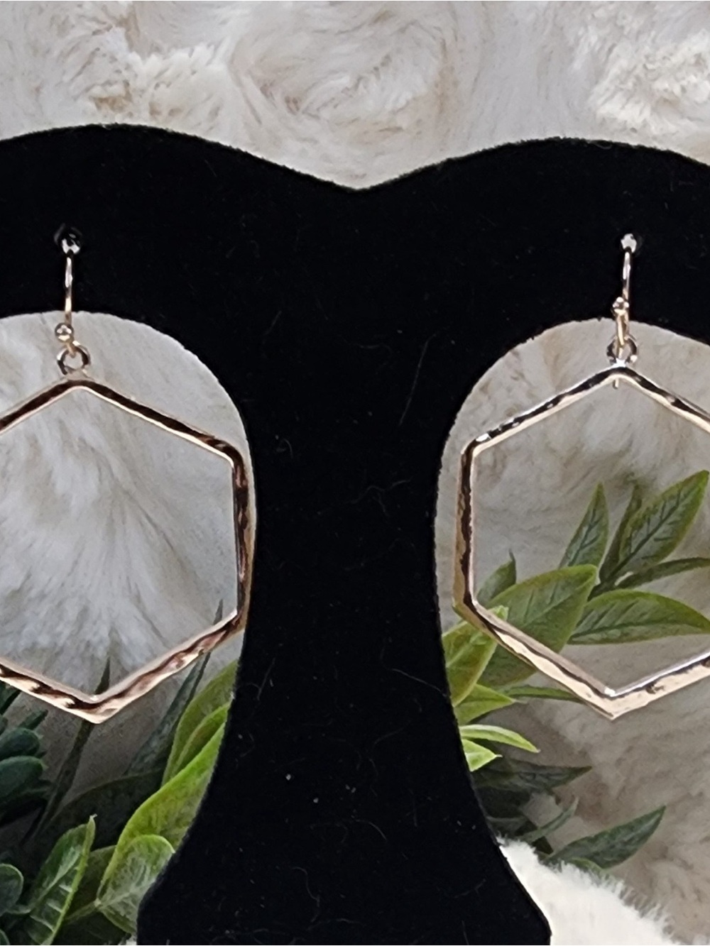 Rose Gold Hexagon Drop Earrings - Women Jewelry